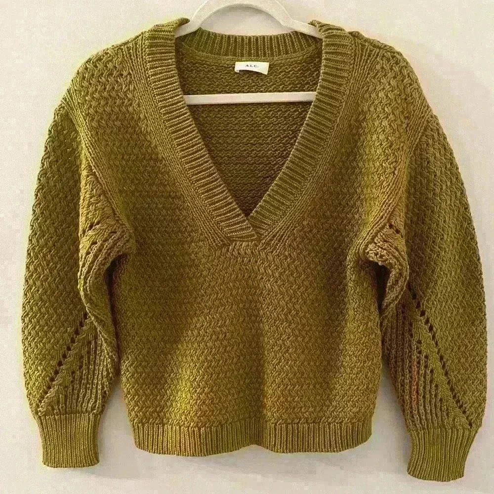 A.L.C. Olive V-Neck Sweater